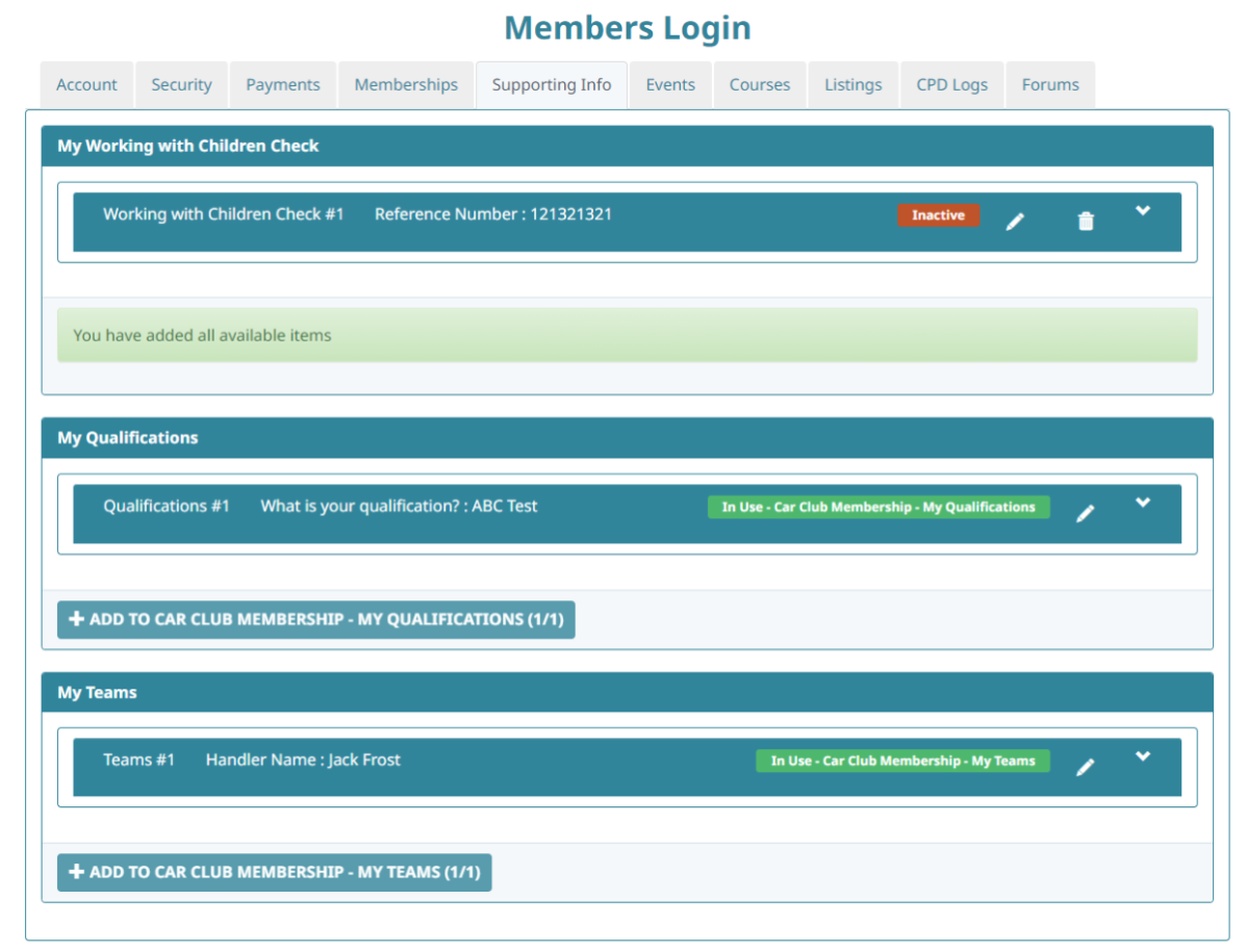 Datasets Tab in Your MySite Area