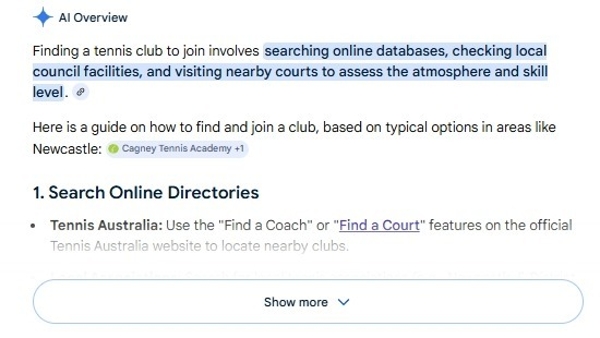 tennis club AI overview